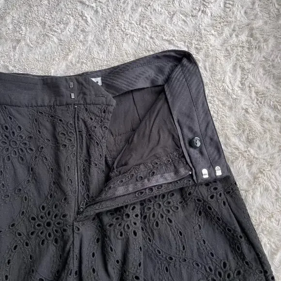 SOLD Zara eyelet lace high rise waist trouser pants cropped ankle trousers black - Picture 6 of 17